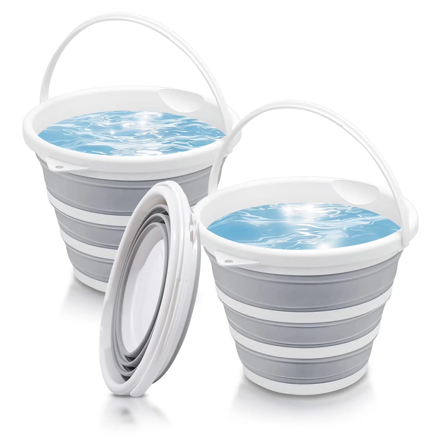 FAKYFJ 2-Pack Collapsible Buckets - 2.6 Gallon (10L) Large Capacity, Essential for Camping,RV, Garden Cleaning, Car Washing, Fishing, Multi-Purpose Durable Portable Buckets, Easy Storage