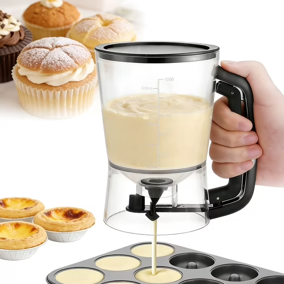 Pancake Batter Dispenser - Batter Dispenser with Squeeze Handle for Perfect Pancakes, Cupcake, Waffle, Muffin Mix, Cake & Crepe - Baking Tool