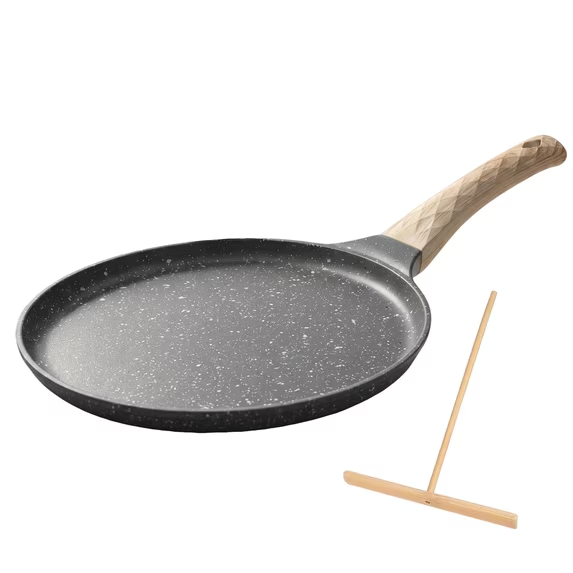 QIYFDDF Nonstick Pan Titanium Crepe Pan 10-inch Flat Skillet Crepe Pan for Roti / Quesadilla / Tortilla / Dosa, Induction Cooker / Gas Stove / Microwave Oven / Gas Stove Universal
