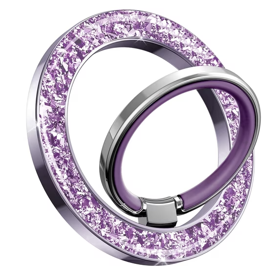 QIYFDDF Magnetic Phone Ring for MagSafe Phone, Silver Glitter Magnetic Finger Ring Grip Stand for iPhone 17–12 Series