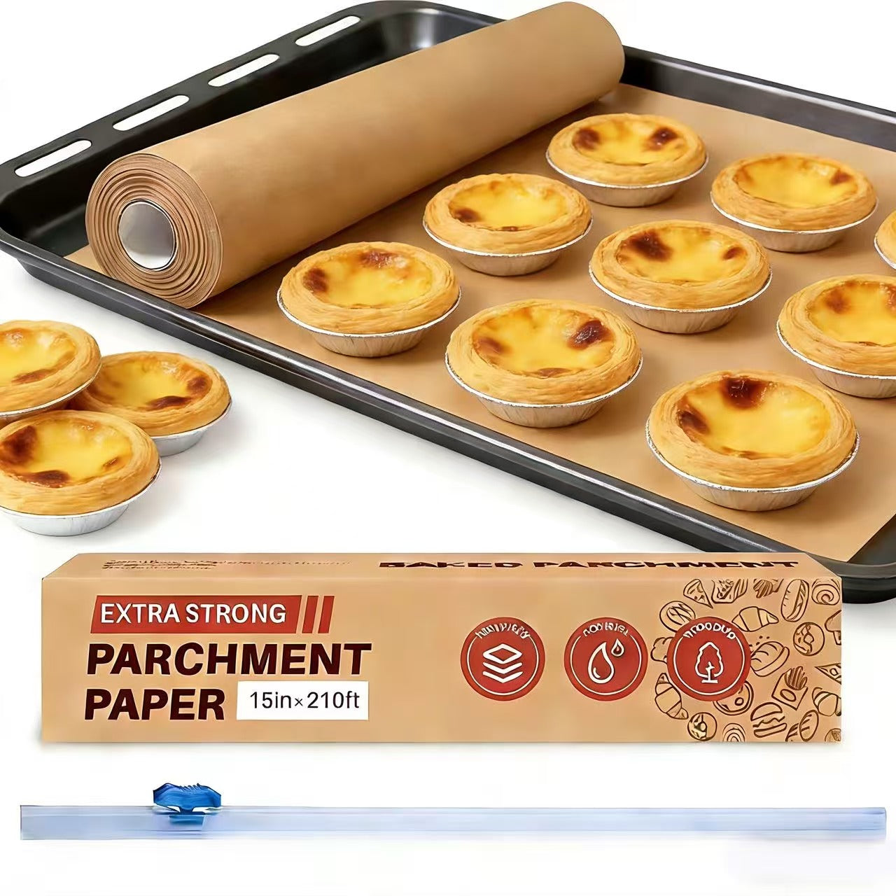 15 in x 210 ft Unbleached Parchment Paper Roll for Baking,260 Sq Cooking, Grilling, Air Fryer and Steaming