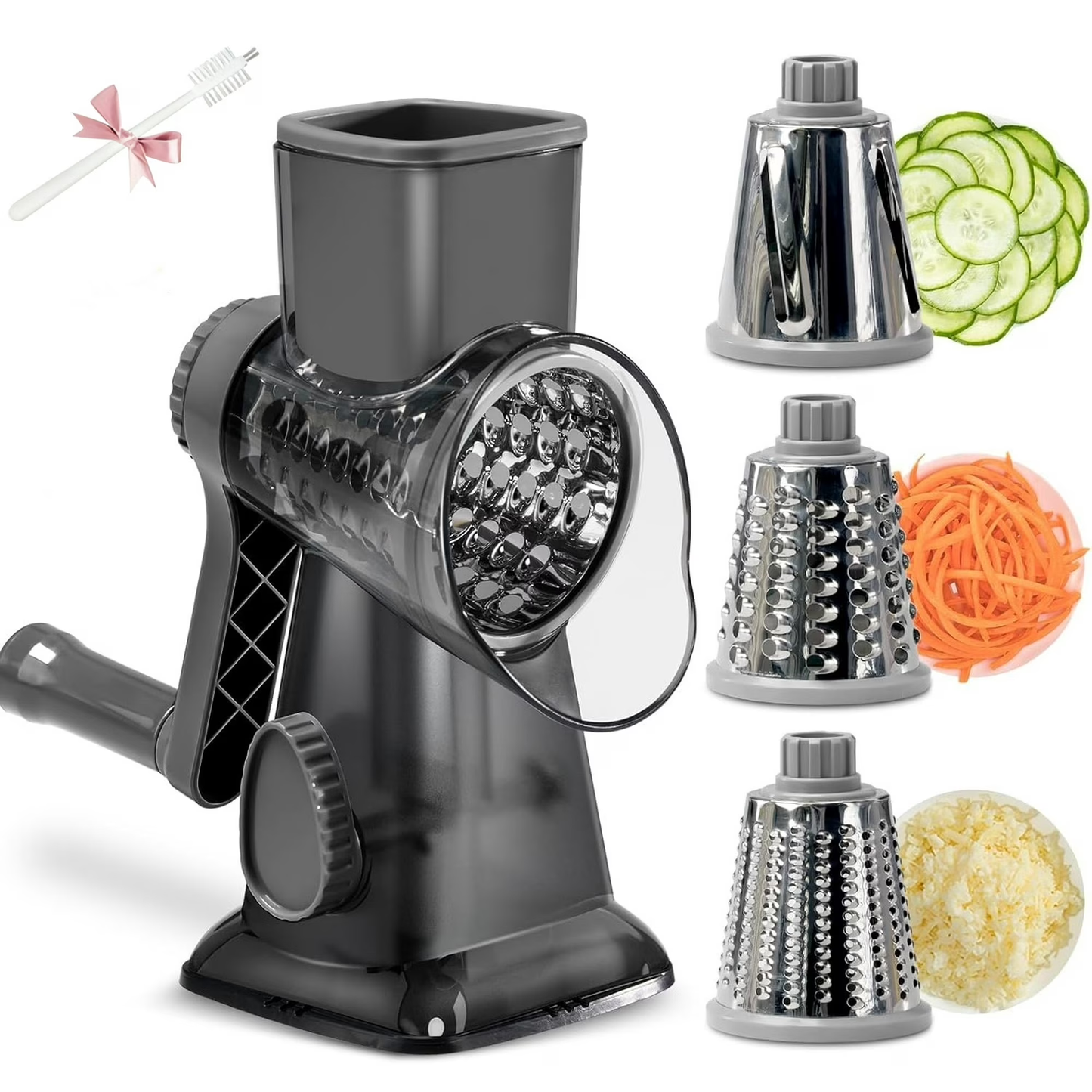 YUOFD Rotary Cheese Grater, Handheld Cheese Shredder with 3 Blades for Fruit, Vegetables, Nuts,Dishwasher Safe