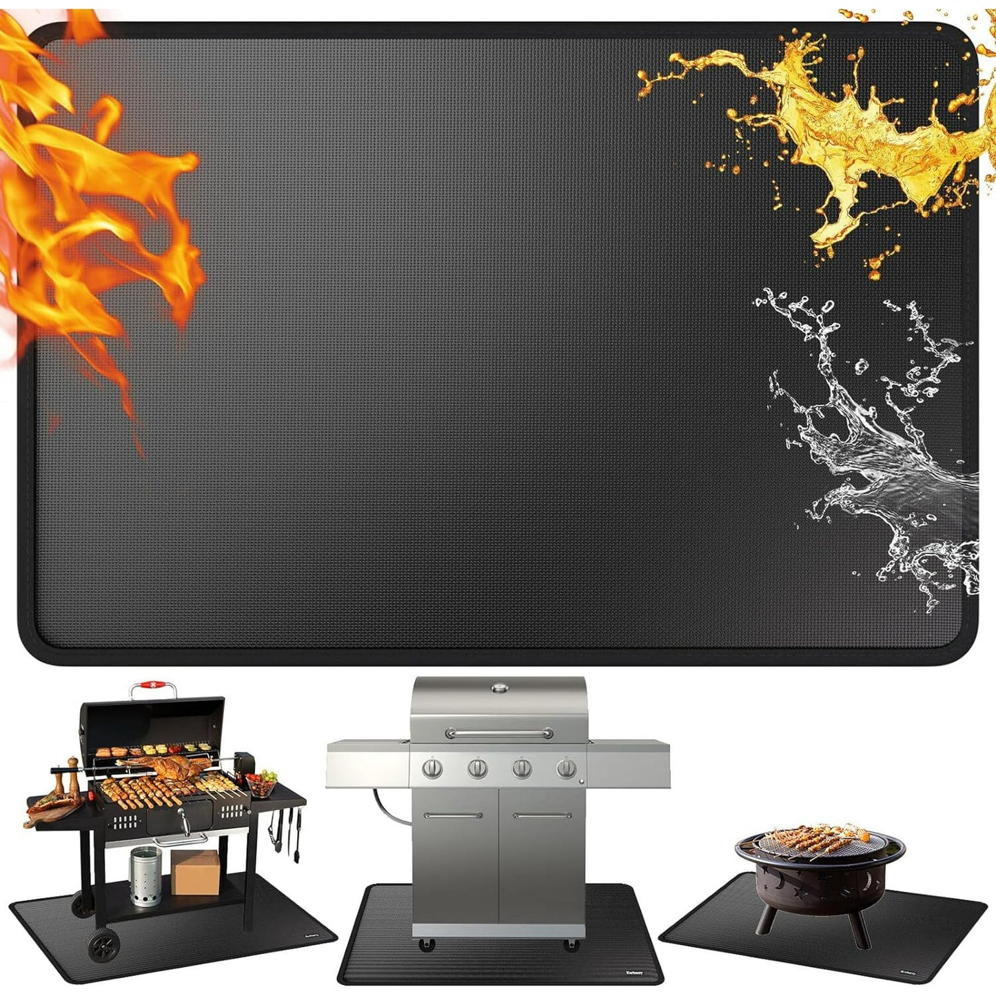 60*42in grill mats for outdoor grill,Large Under Grill Mat for Outdoor Charcoal, Flat Top, Smokers, Gas Grills, Fireproof Grill Pads, Indoor Fireplace Mat Prevents Ember Damage Wood Floor