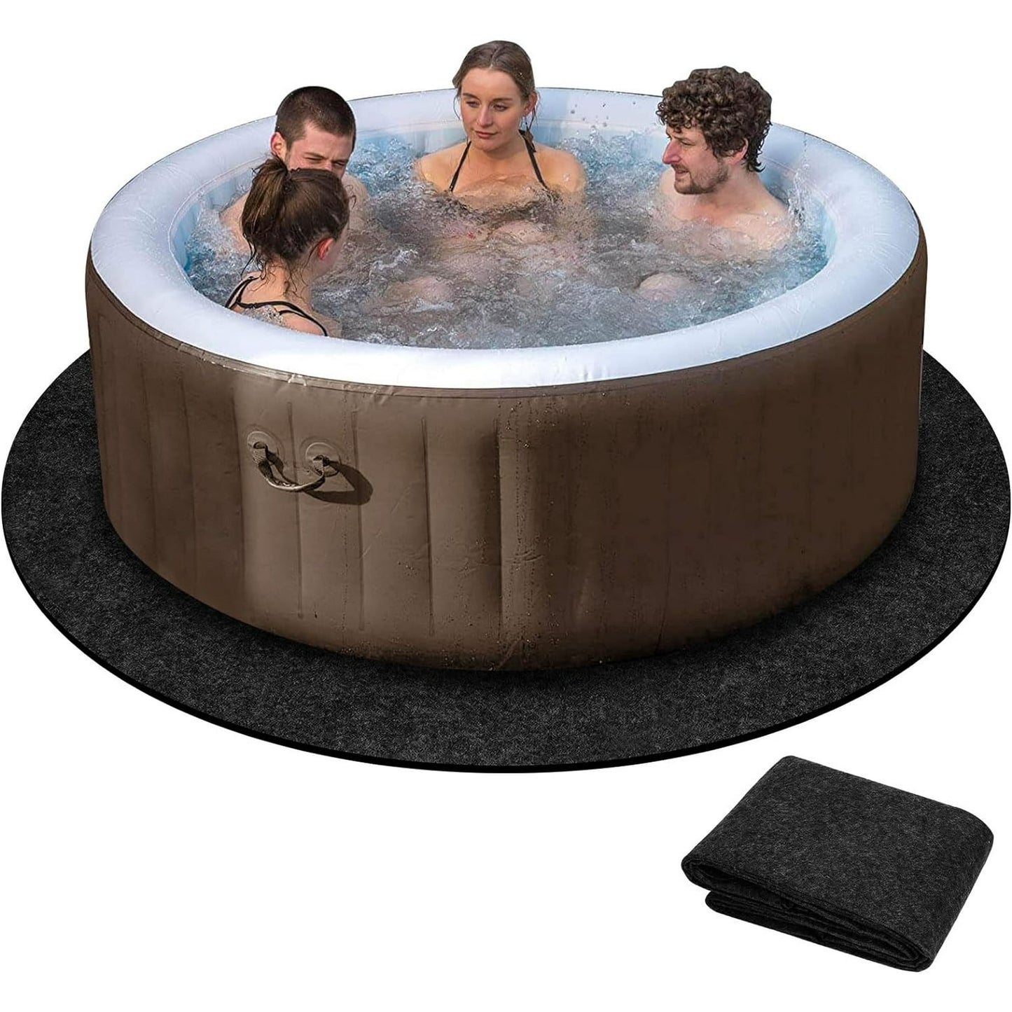 80 Inch Dia Round Hot Tub Mat, Large Washable Above Ground Protector Pad Water Absorb with Slip-Proof Backing, Portable Spa Pool Accessories for Outdoor Indoor Hot Tubs Protect from Wear
