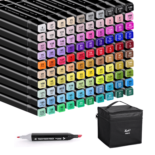 100 pcs Alcohol Markers Set, Double Ended Artist with Carrying Case - Great for Coloring, Painting, Sketching, Card Making and Illustration - Suitable for Adults and Kids