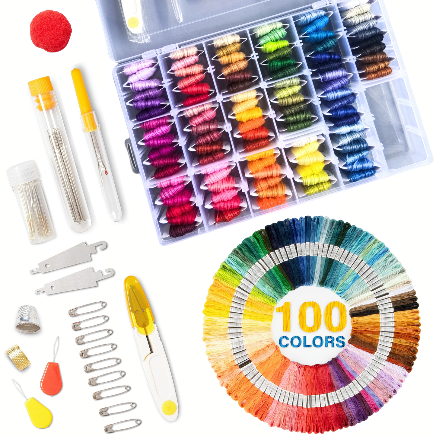 152Pcs Embroidery Floss Set with Organizer Box, Cross Floss Stitch Thread Embroidery Sewing Skeins Pattern Kits for Beginners Cross Stitch Kits Gifts