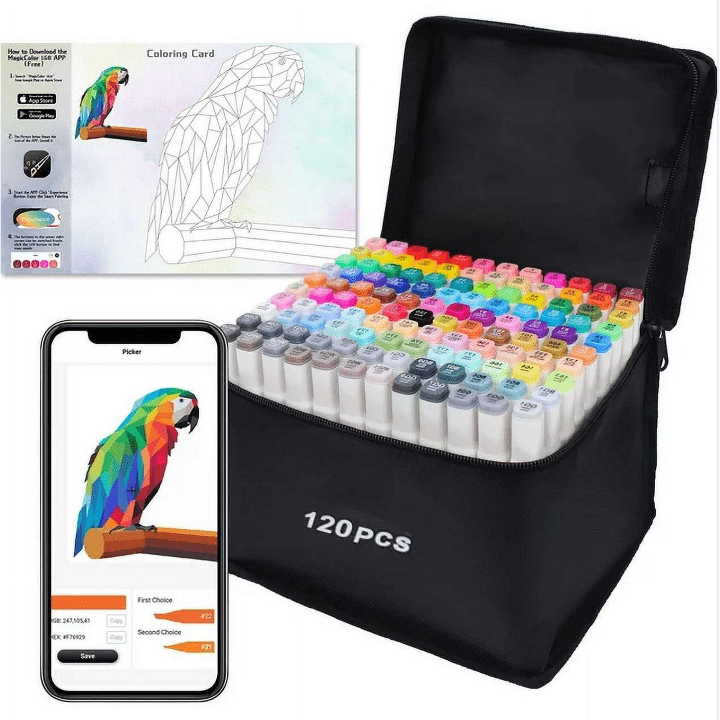 Panbear Alcohol Art Markers Set, 120 Pieces