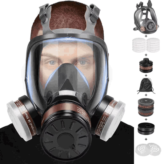 XINBTK Full Face Gas Mask, Gas Masks Survival Nuclear and Chemical with 40mm & P-A-1 Activated Carbon Filter Full Face Respirator Mask Used for Dust Spray Soldering Polishing Welding