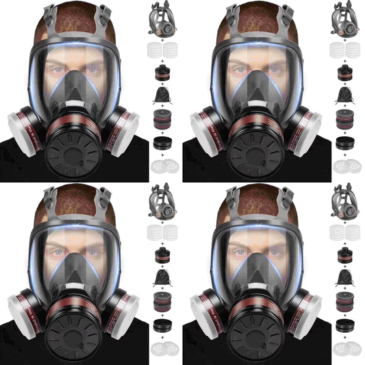 XINBTK Full Face Respirator Mask, Gas Masks Survival Nuclear and Chemical, Gas Respirator with 40mm & P-A-1 Activated Carbon Filter for Dust Spray Soldering Polishing Welding(4 Set)