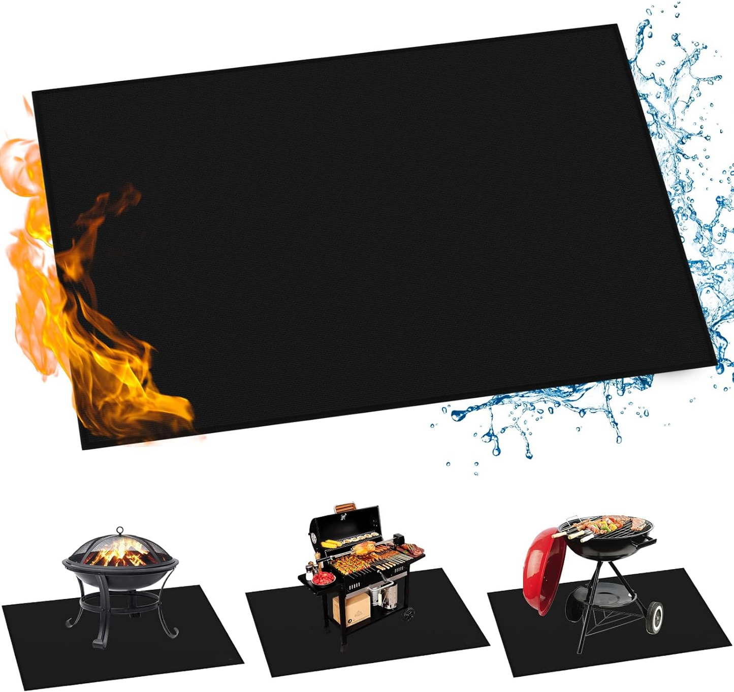 Under Grill Mat, 48x36 inch thick BBQ Floor Mats, suitable for deck, terrace, indoor fireplace mats, reusable oil resistant, waterproof, and barbecue protection pads