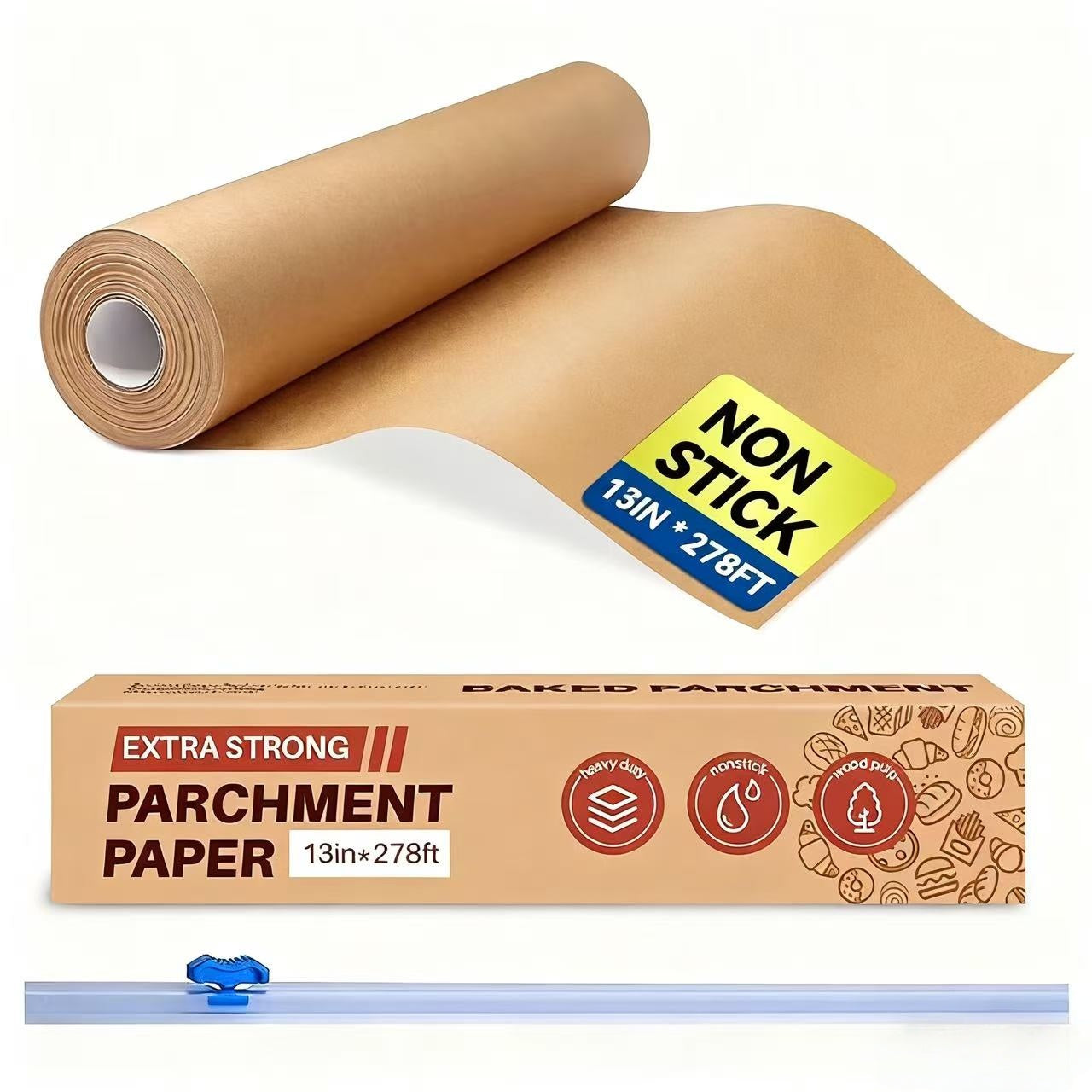 13 in x 278 ft Unbleached Parchment Paper Roll for Baking，ANUNU 300Sq Cooking, Grilling, Air Fryer and Steaming