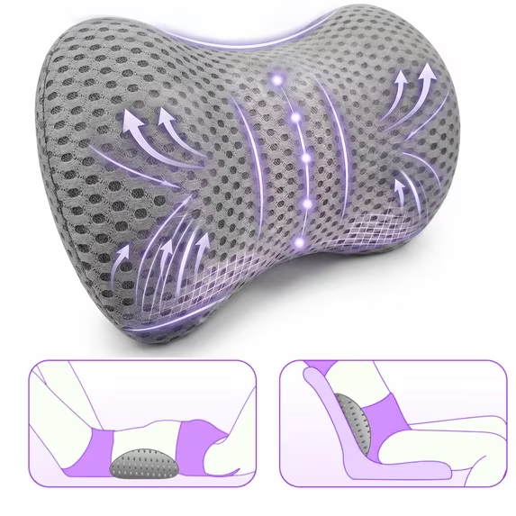 KAMZSZMF Lumbar Support Pillow , Memory Foam Lumbar Pillow for Lower Back Pain Relief, Suitable for car seats, sofas, and beds (Grey)