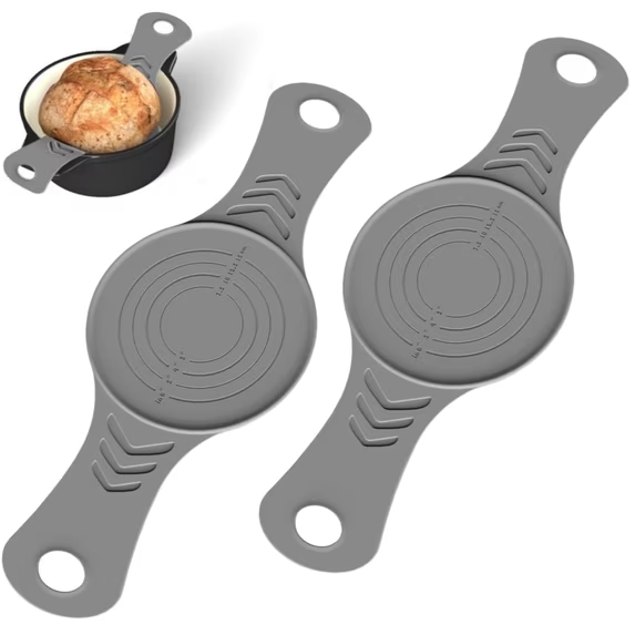 Upgrade Silicone Sourdough Bread Sling Mat Thickened, 2PCS Reusable Round Dough Baking Mats with Long Handles for Dutch Oven, Non-Stick Bread Making Supplies for Sourdough Bread Transfer