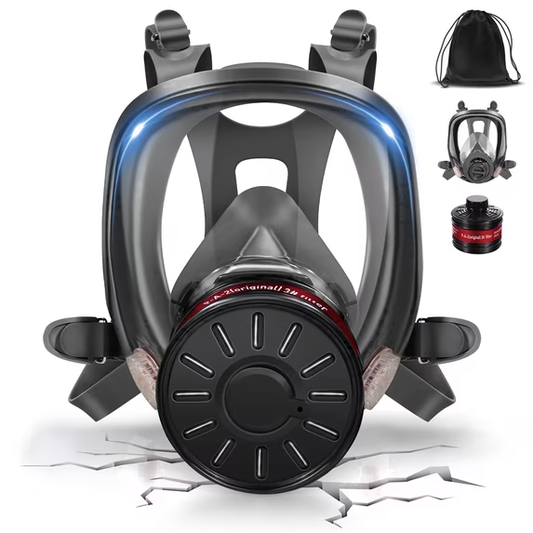 Full Face Gas Masks, Gas Mask with 40mm Activated Carbon Filters, Full Face Respirator Mask for Gases Vapor Chemicals Spray Paint Resin Dust