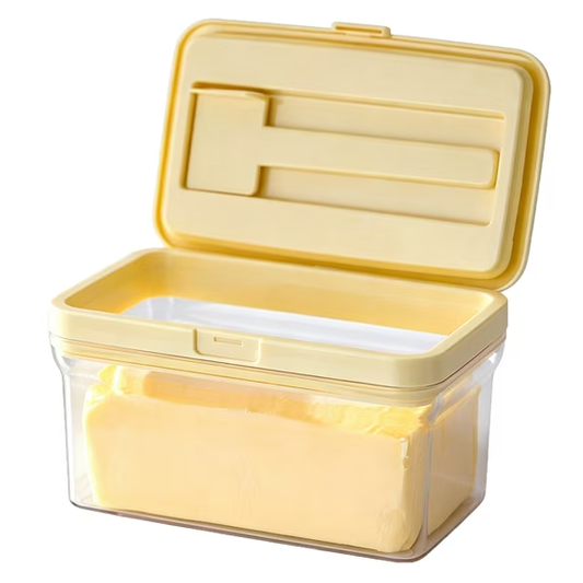 QIYFDDF Butter Dish, Airtight Butter Keeper Container with Magnetic Cutter for Countertop and Refrigerator Door Shelf, BPA-free Butter Box, Yellow