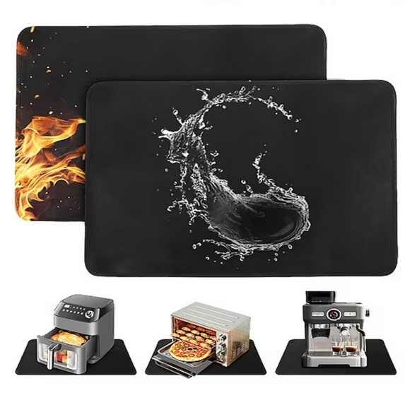 Heat Resistant Mats for Countertop, 2 Pack Fireproof Air Fryer Mat Hot Pad Countertop Protector with Non-Slip Bottom Heat Shield Pad for Air Fryer, Coffee Maker, Deep Fryer, Oven