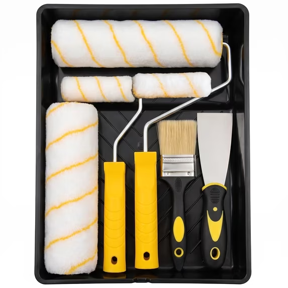 Paint Roller Kit, Roller & Brush,9 Piece Set, Roller Paint Brush for Painting Walls, Washable, Reusable, Easy to Clean, Superior Absorbency.