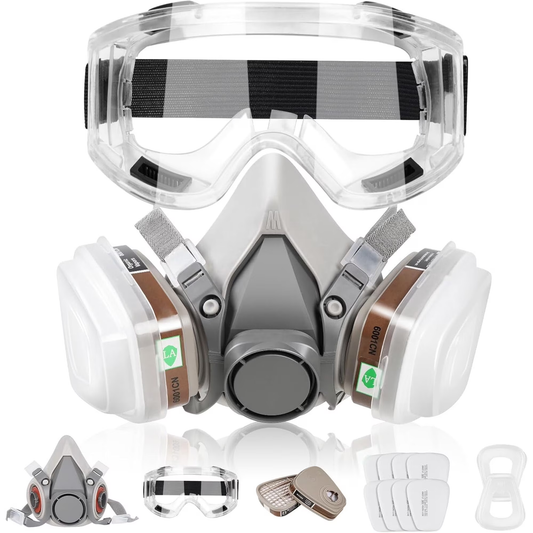 CRJKIJ Reusable Respirator Mask with Filters - Respirator Mask for Chemical Gas Dust Mask for Painting Spraying Sanding Welding Woodworking