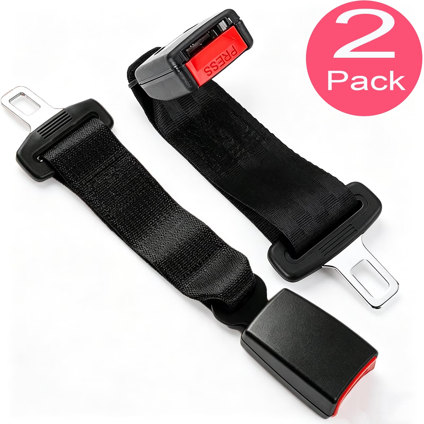 QIYFDDF Seat Belt Extender for Cars， 2 Pack 11.42-inch， Automobile universal seat belt extension buckle(0.846"/21.5mm Tongue Width)