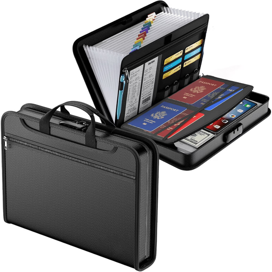 Fireproof Accordion File Organizer with Combination Lock – Portable File Organizer & Large Capacity Accordion Folder – Fireproof Document Organizer, Fireproof File Folder for Home, Office Travel