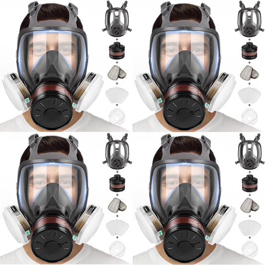 Full Face Respirator Mask, Gas Masks Survival Nuclear and Chemical with 6001 and 40mm Activated Carbon Filter,Reusable Respirator Mask for Dust Vapors Spray Paint Resin Polishing Welding