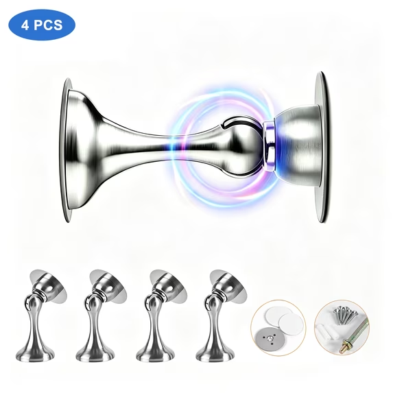 4 Pack Magnetic Door Stoppers, Door Stop Holder to Keep Door Open Wall & Magnetic Door Stops for Bottom of Door, Suitable for Home, Office, Bedroom, Bathroom