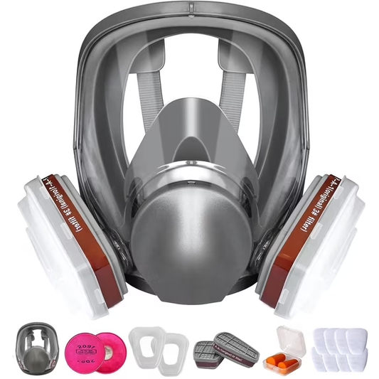 CRJKIJ Full Face Respirator Mask, Gas Mask Survival Nuclear and Chemical with 2097 & 6001CN Filters for Chemicals, Paint Fumes, Gases, Dust, Grinding, Welding, Wooding, Woodworking, Machine Polishing