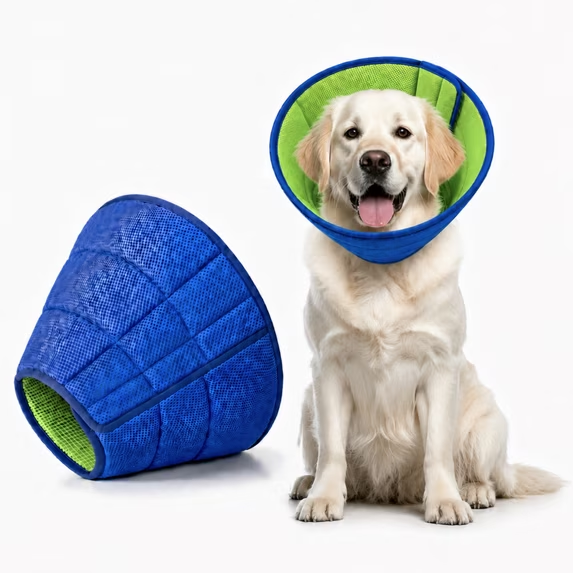 Dog Recovery Collar, Soft Cones for Dogs after Surgery, Dog Cone Collar for Wound Healing & Anti-Licking, Blue-Green，L