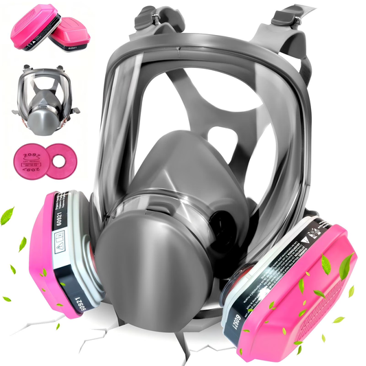 CRJKIJ Full Face Respirator Mask, 6800 Reusable Gas Mask with 60921 & 2097 Filters, Anti-Fog Dust Mask for Organic Vapors, Paint Fumes, Chemicals, Epoxy Resin, Welding, Sanding, Spray Paint