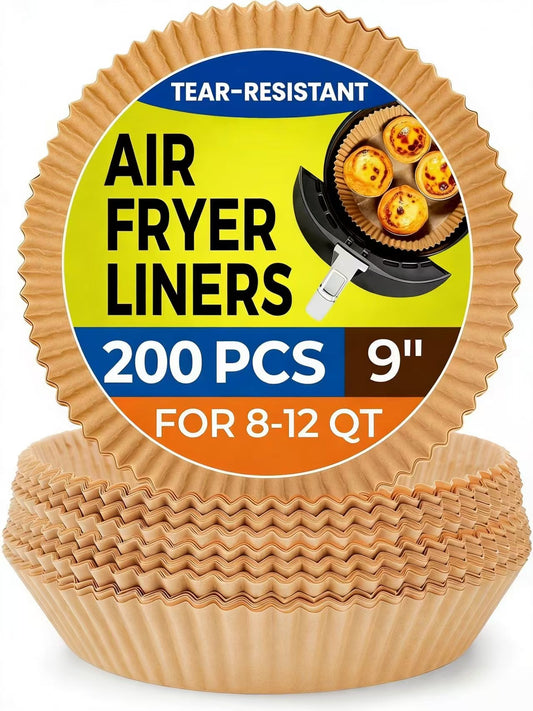 200 Pcs Air Fryer Paper Liners, Air Fryer Liner Disposable for Oven, Pans & Baking, Round, Parchment Paper