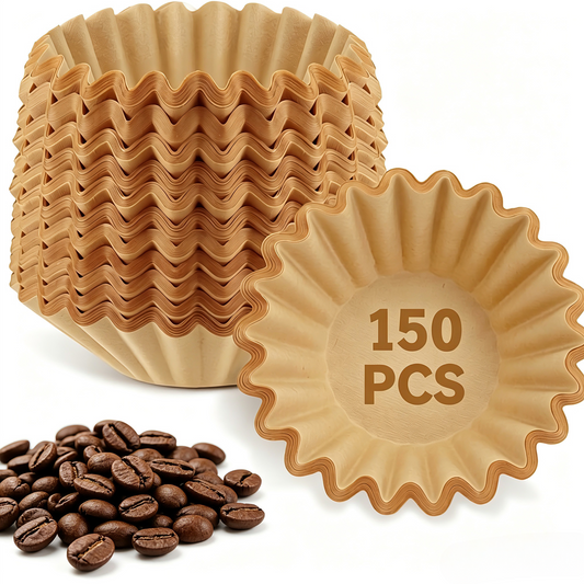 150pcs 2-5 Cup Coffee Filters, Unbleached Coffee Filters,Basket Paper Coffee Filters, Thicken Natural Coffee Filter Basket for Commercial, Home Coffee Maker, Pour Over Coffee Kit