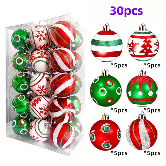 30pcs Christmas Ball Ornament, 2.4 Inch Shatterproof Xmas Balls Baubles Set, Christmas Tree Decorative Hanging Ornaments for Holiday Wedding Party