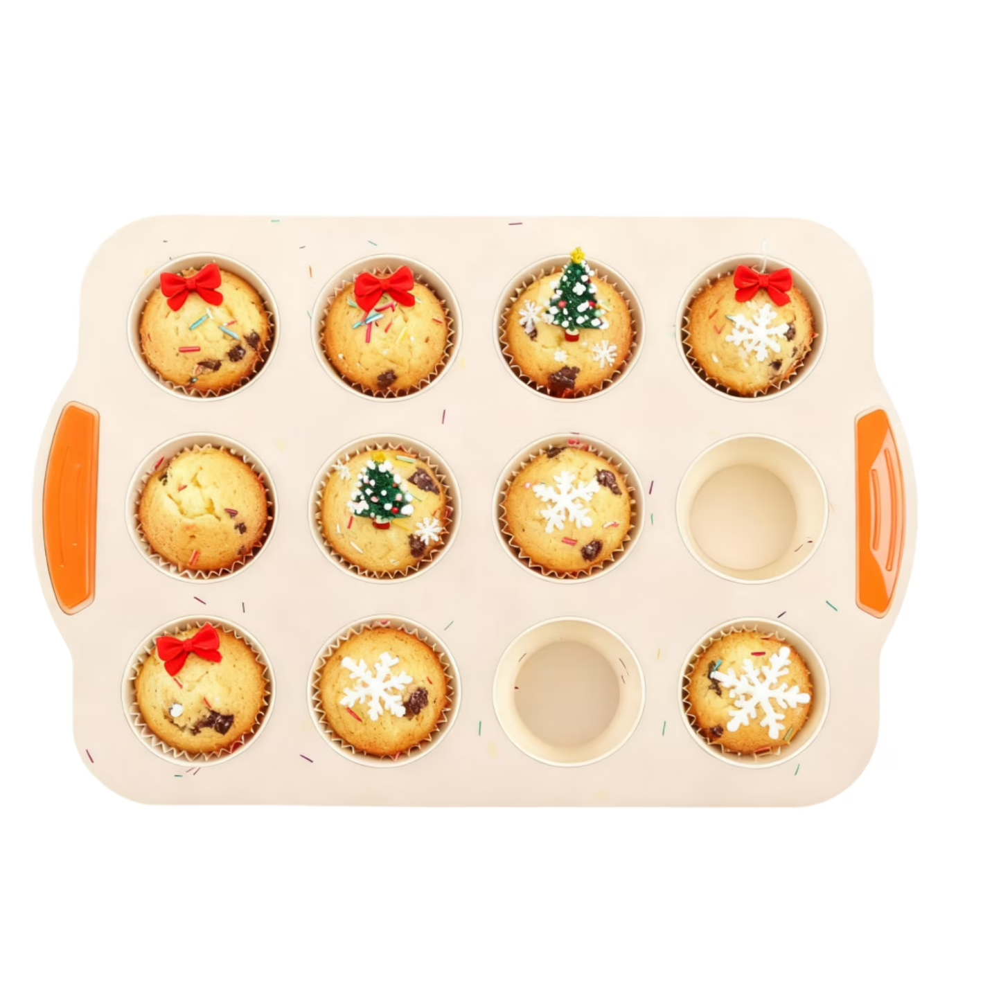 YUOFD Silicone Muffin Pan, 12-Cup Nonstick Mini Cupcake Baking Pan with Handles, Dishwasher Safe