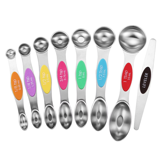 YUOFD Magnetic Measuring Spoons Set, 8CPS Stainless Steel Measuring Spoons for Baking, Multicolor