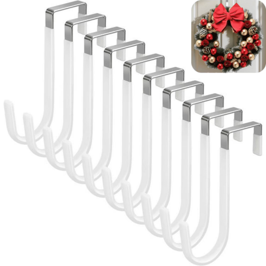 YUOFD 10 Pack Over the Door Hooks, Heavy Duty Door Hook and Soft Rubber Surface, Maximum Load Capacity 20 lbs, White