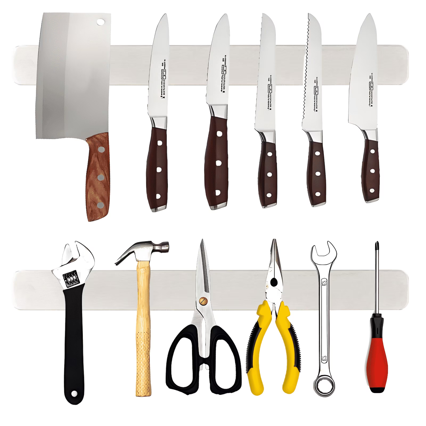 YUOFD 2PCS Magnetic Knife Holder Strip for Wall, 3 Installation Methods, Magnetic Knife Holder for Kitchen Tool Organizer, 15.75 IN