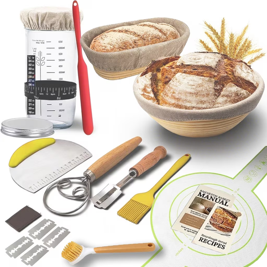 FAKYFJ Sourdough Starter Kit,Sourdough Bread Baking Supplies, Bread Proofing Basket, Bread Making Tools Kit, Sour Dough Kit Tools, Sourdough Proofing Basket, Sourdough Kit Gifts for Bakers Women Wif