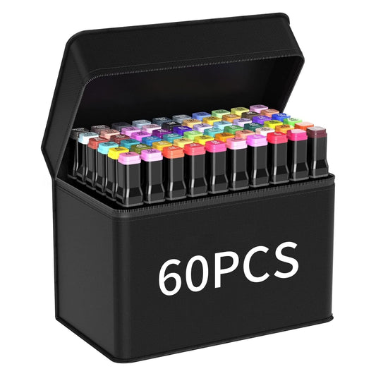 60 Colors Alcohol Markers Set,ANUNU Dual Tip Art Markers，Drawing Markers