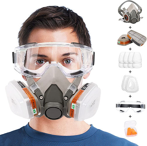 Reusable Half Facepiece Respirator paint mask, Paint Full Face Covering for Painting, Polishing, Spraying, Wood Sawing, Welding, Decoration, Construction