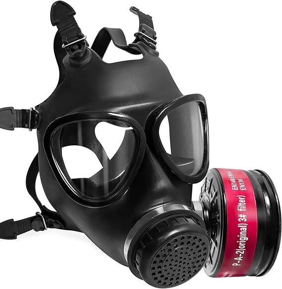 Full Face Respirator Mask with 40mm Activated Carbon Filters, Full Face Gas Mask Survival for Asbestos, Chemical, Gas, Welding, Fume and Cosmlay