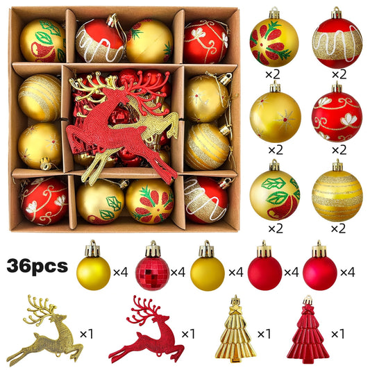 Christmas Ball Ornament Set, 36 Pieces Christmas Tree Ornaments For Christmas Tree Decoration Multicolor Shatterproof Christmas Balls For Holiday Party Wreath Garland Home Interior Decoration Gifts