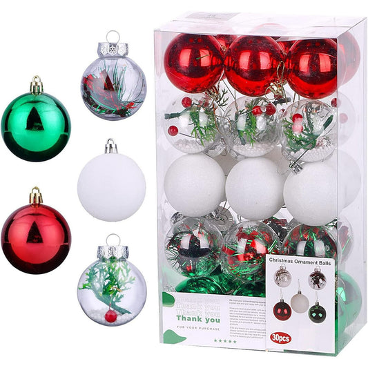Christmas Balls Ornaments 30 Pcs Plastic Shatterproof Xmas Tree Decoration Ball Colorful Decorations for Holiday Wedding Party Decoration