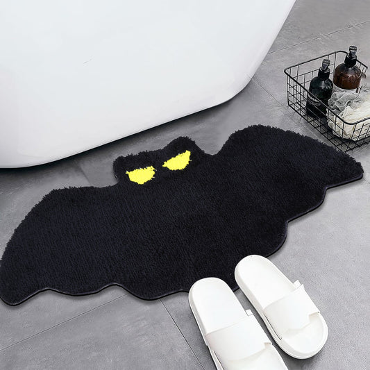 Halloween decoration Bat Bath Mat （35*19in）Bats Bathroom Rug Decoration Black Gothic Gift Goth Gifts Room Decorations Spooky Witch Witchy Home Batman Cute Mats for Kitchen Bedroom Addams Family Decor