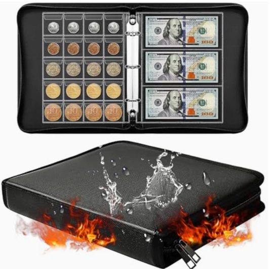 Coin Collection Book for Collector,Panbear 396 Pockets Fireproof Coin Collection Holder Album,Coin Collection Organizer Storage Box Case Album for 20/25/ 27/30/ 38mm Coins,Black