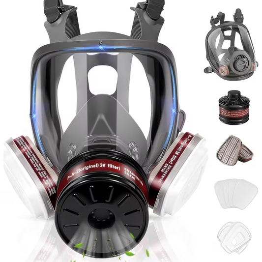 Full Face Gas Mask, Gas Masks Survival Nuclear and Chemical with 40mm Activated Carbon Filter and 6001 Filter, Reusable Respirator Mask for Gases, Vapors, Dust, Chemicals,Spray Paint,Industry,Sanding