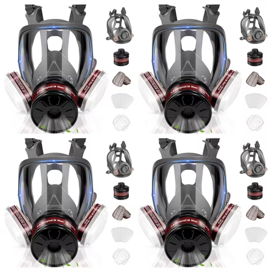 4 Pack Reusable Full Face Respirator Mask with Filter, Gas Masks Survival Nuclear and Chemical with 6001 and 40mm Activated Carbon Filter for Chemicals Dust Vapors Spray Paint Resin Polishing Welding
