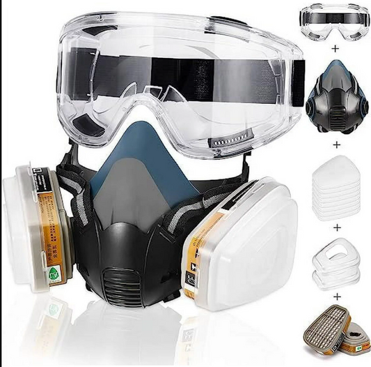 Respirator Masks with Safety Glasses for Dust/Gas/Organic Vapor/Fume Perfect for Chemical, Painting, Paint, Painter, Mold, Resin, Welding and Sanding Work