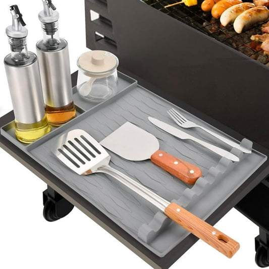 Silicone Griddle Tools Mat for Blackstone, ANUNU Griddle Accessories Side Shelf Mat Grill Pad for Outdoor Grill Kitchen Counter Spatula Silicone Mat（grey））