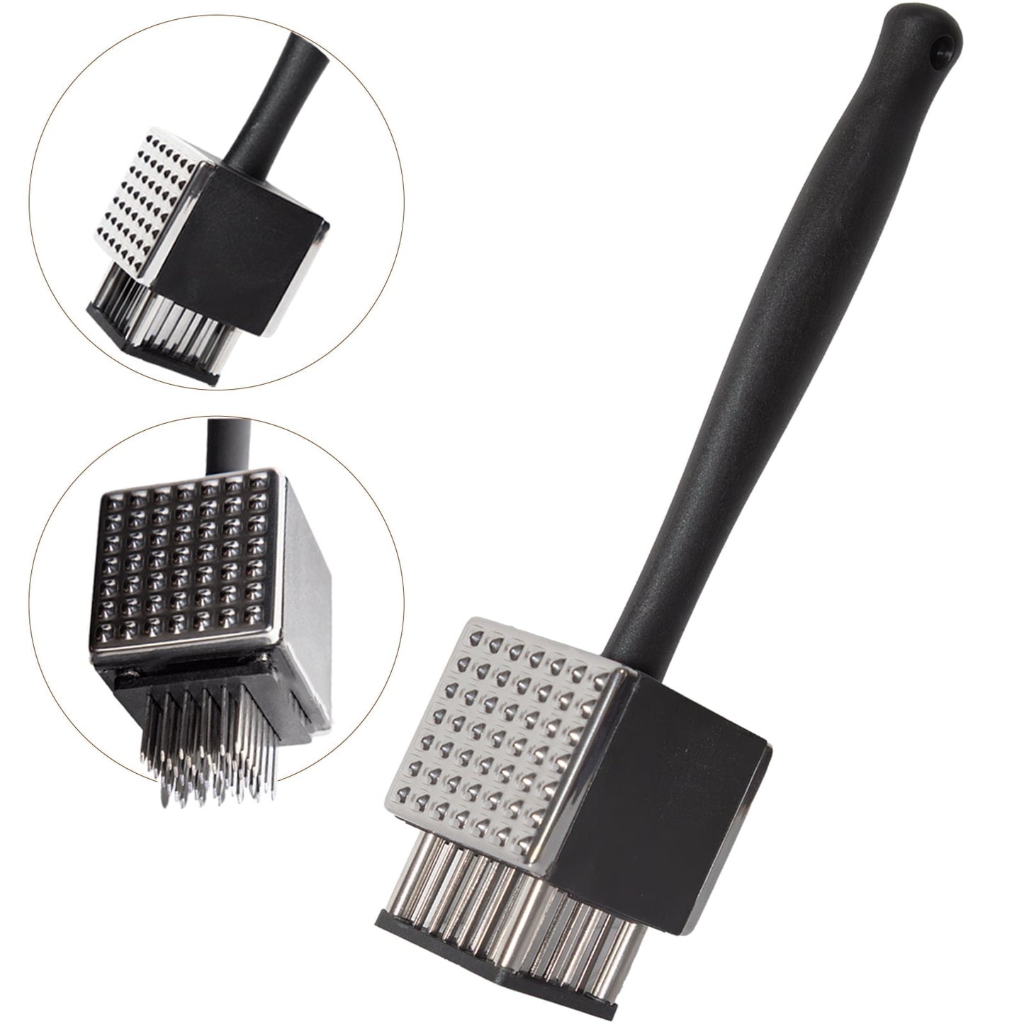 YUOFD Meat Hammer, 3 in 1 Meat Tenderizer Mallet and Needle Blade Tenderizer, Stainless Steel Meat Hammer with ABS Handle
